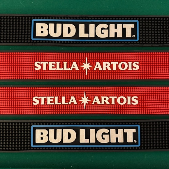 Professional Bar Spill Mats Bud Light Stella Artois - SET of 4 - Picture 9 of 10